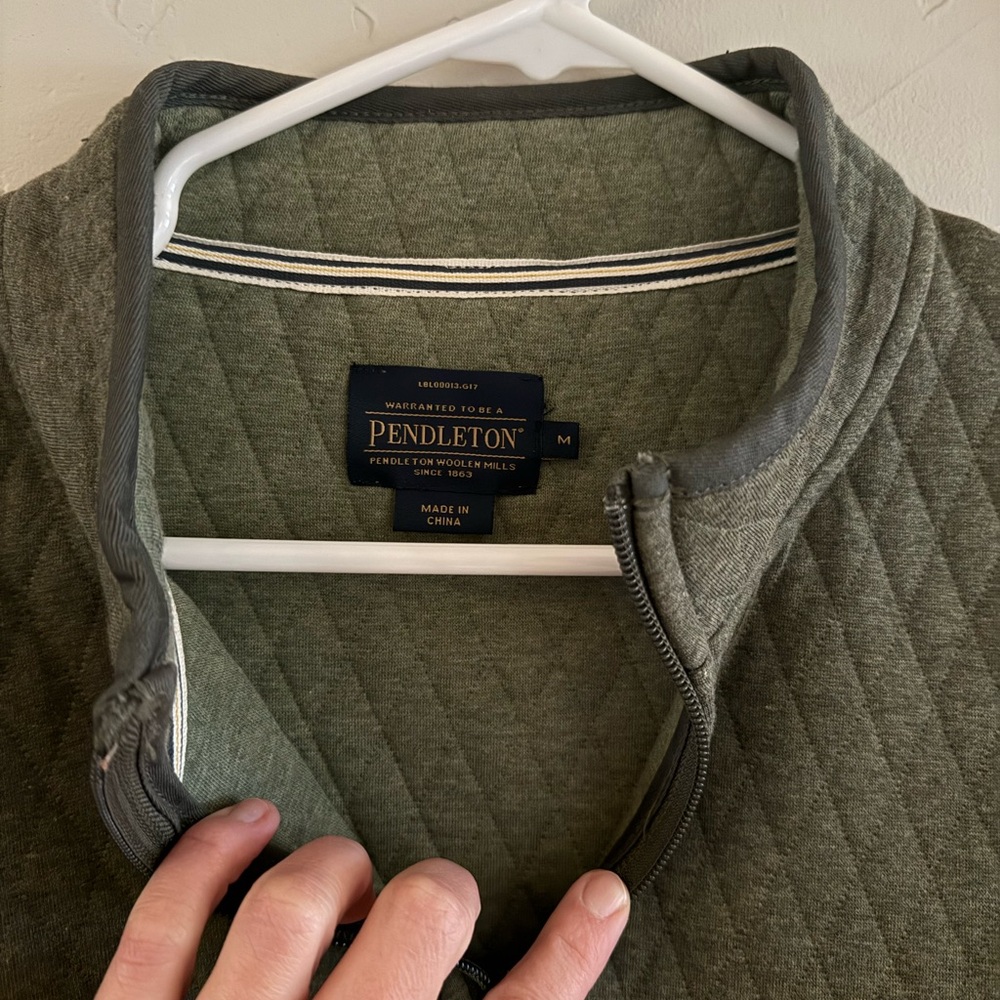 Pendleton Quilted Half-Zip Pullover — Olive - image 4